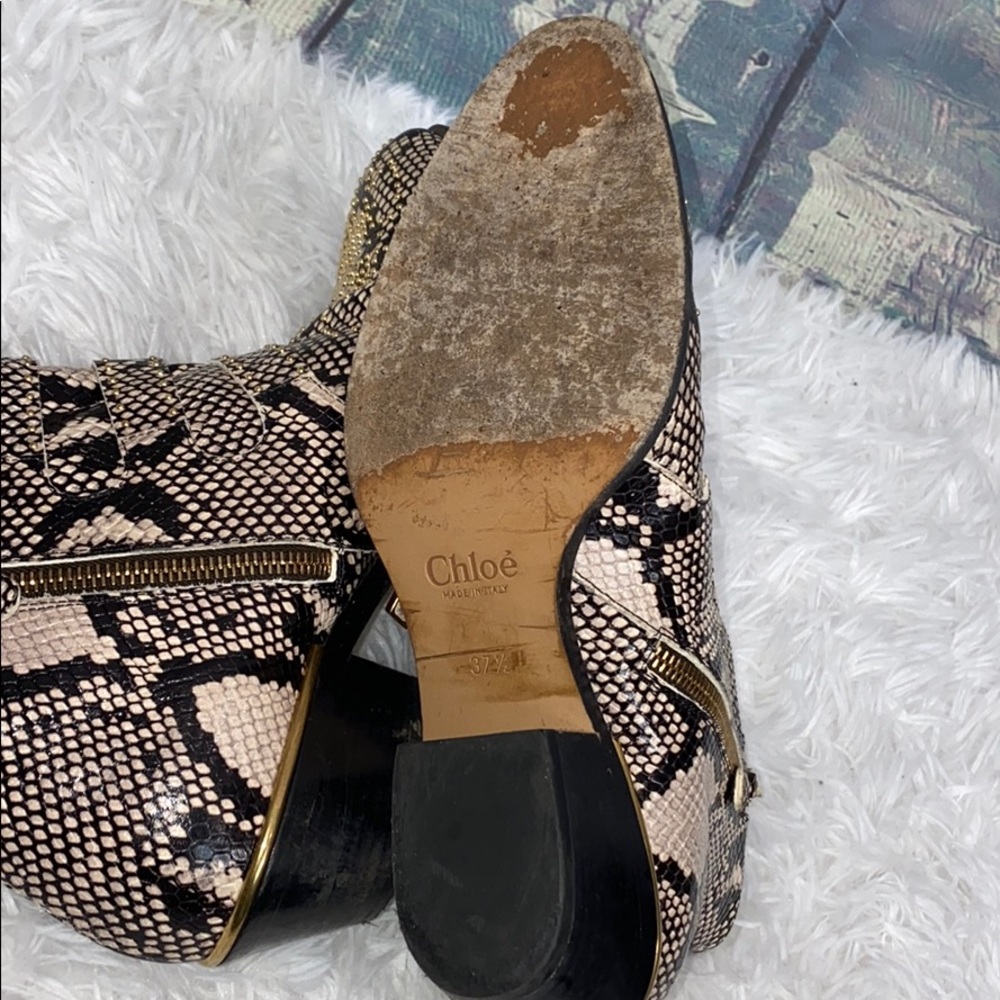 Chloe | Susanna Python Snakeskin Print Studded Bo… - image 8